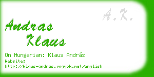 andras klaus business card